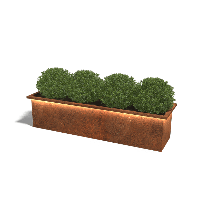 Bac à plantes en acier Corten avec LED 