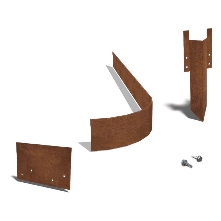 Bordure FLEX en acier corten à bord aplati 13 cm kit complet pour 15 mètres