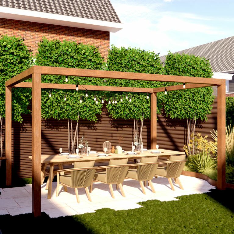 Pergola carré en acier corten 224 x 200 cm