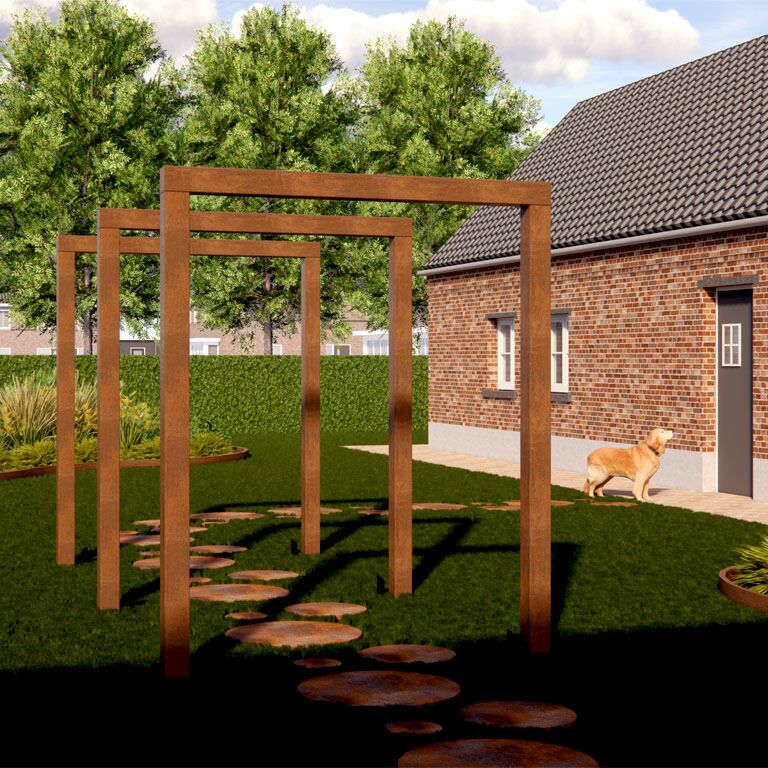 Pergola droite en acier Corten 300 cm