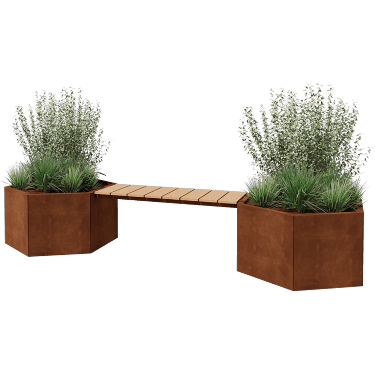 Jardinière en acier Corten avec banc Vegas Denver