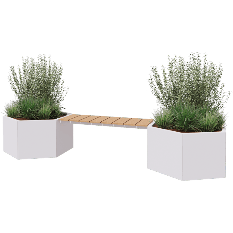 Bac à plantes en acier thermolaqué avec banc Vegas Denver