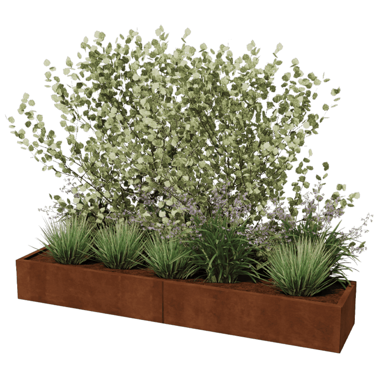 Jardinière en acier corten Texas xxl 240 x 50 cm