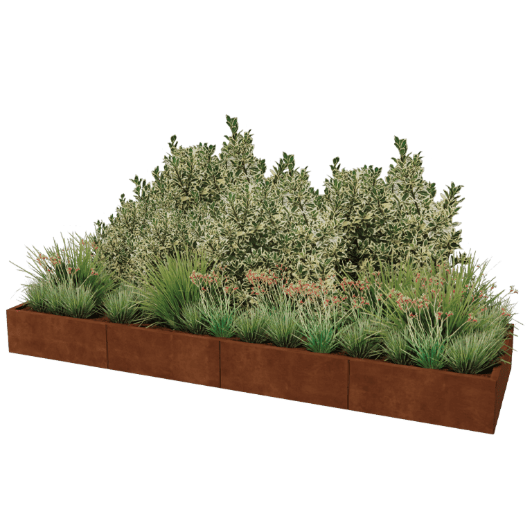 Jardinière en acier corten Texas xxl 320 x 100 cm