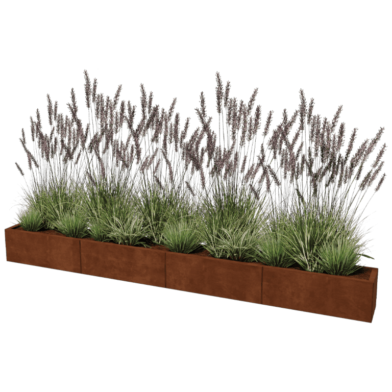 Jardinière en acier corten Texas xxl 320 x 30 cm