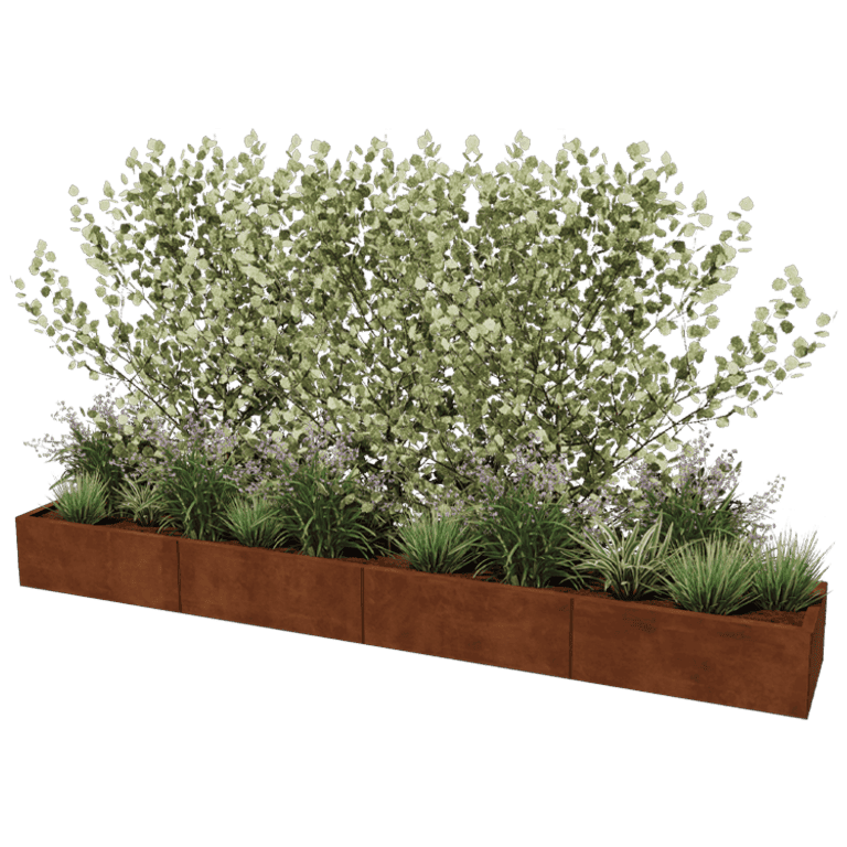 Jardinière en acier corten Texas xxl 320 x 50 cm