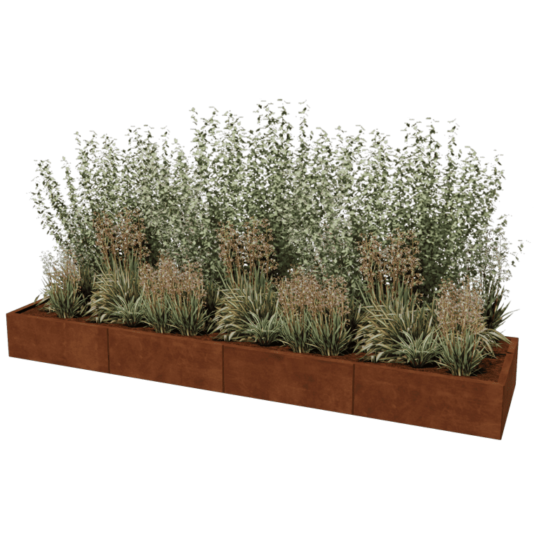 Jardinière en acier corten Texas xxl 320 x 80 cm
