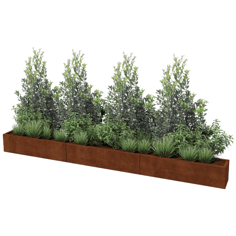 Jardinière en acier corten Texas xxl 360 x 30 cm