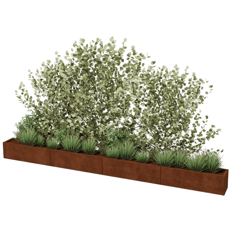 Jardinière en acier corten Texas xxl 400 x 30 cm