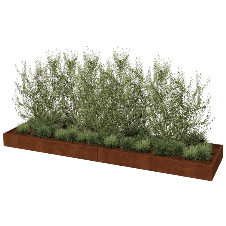 Jardinière en acier corten Texas xxl 480 x 120 cm