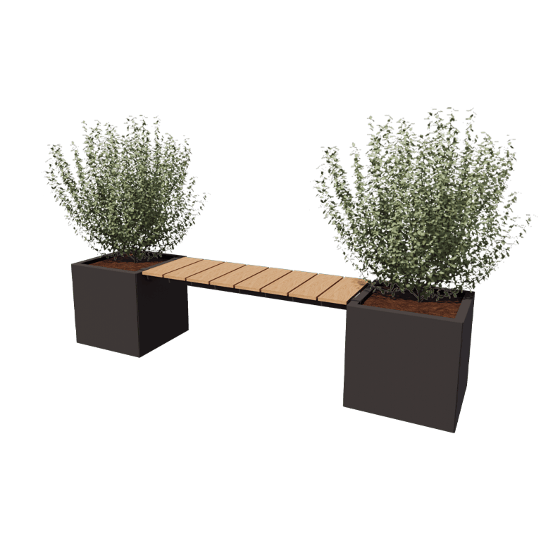 Jardinière en acier peint par poudrage avec banc Vegas Miami