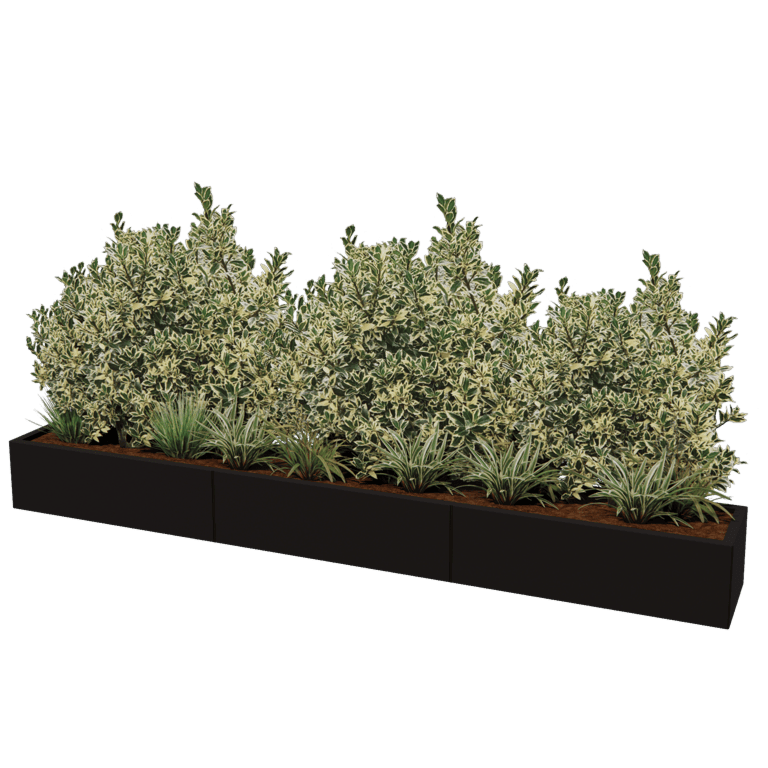 Jardinière en acier thermolaqué Texas xxl 300 x 40 cm