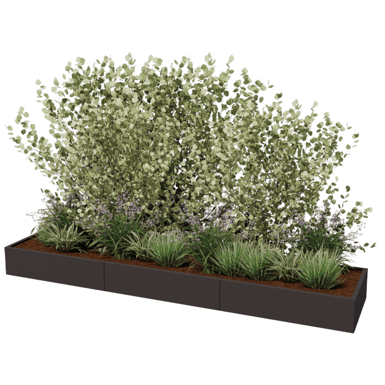 Jardinière en acier thermolaqué Texas xxl 360 x 80 cm