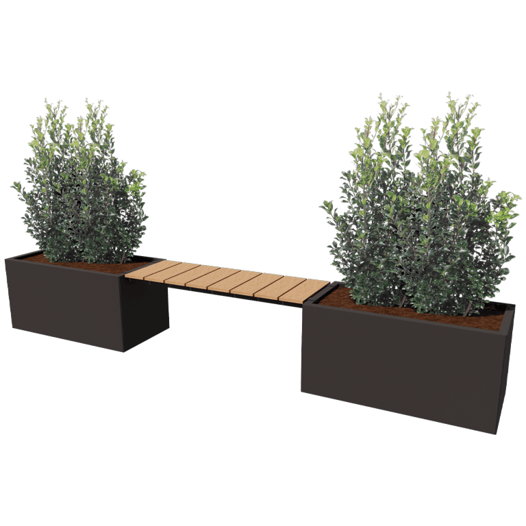 Jardinière en acier peint par poudrage avec banc Vegas Texas