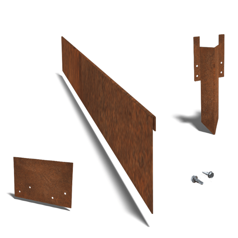 Bordure en acier corten à bord aplati 13 cm kit complet pour 24 mètres