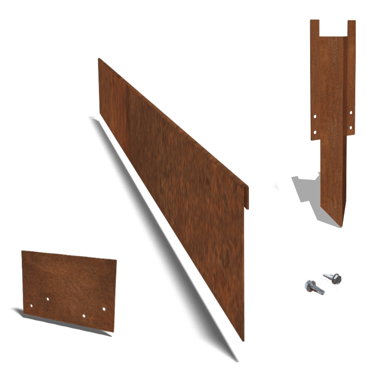 Bordure en acier corten aplatie de 23 cm set complet par 15 mètres