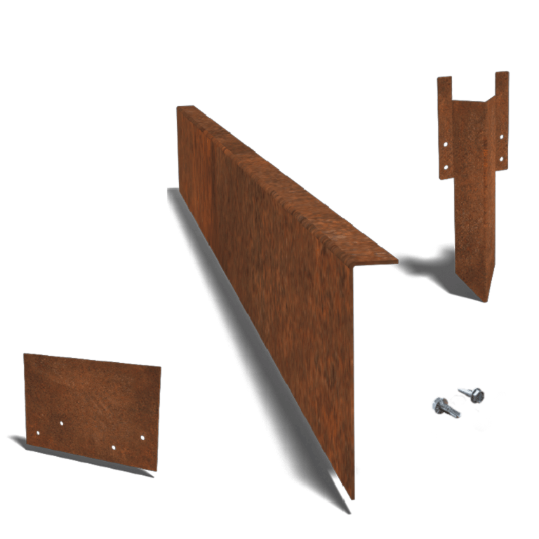 Bordure en acier corten à bord replié 12 cm kit complet pour 15 mètres