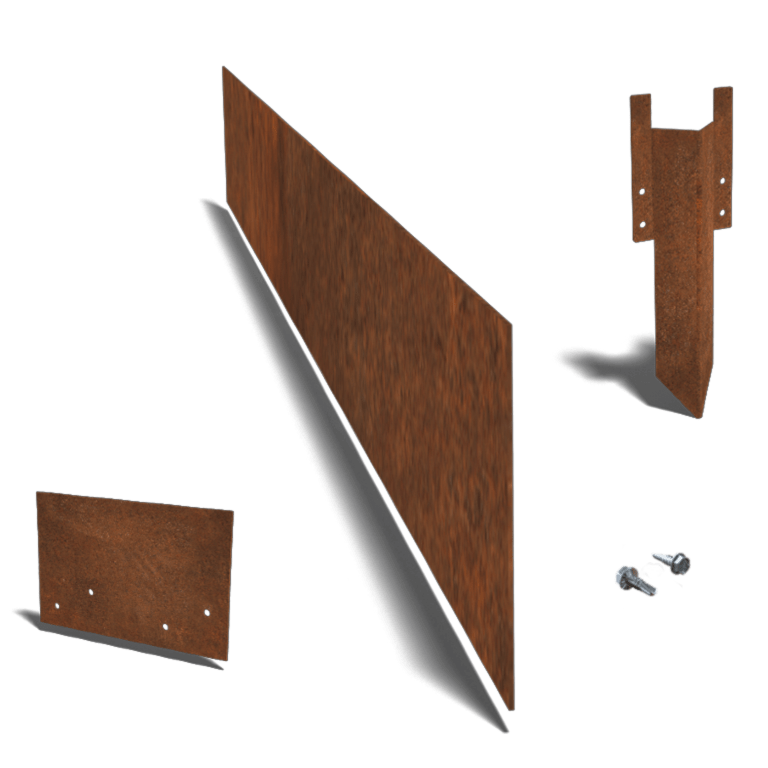 Bordure en acier corten lisse 15 cm kit complet pour 15 mètres