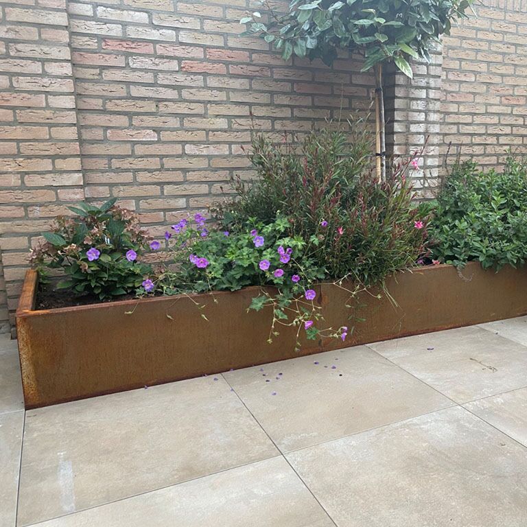 Mur de soutènement en acier corten droit 200 cm (hauteur 30 cm)