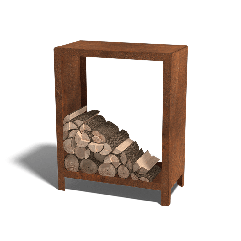 Range-bûches en acier Corten Indiana 100 x 80 x 40 cm