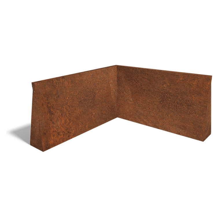 Mur de soutènement d'angle intérieur en acier Corten 100 x 100 cm (hauteur 60 cm)