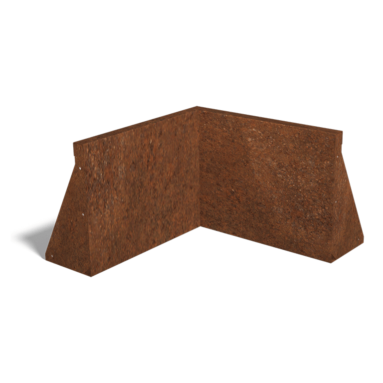 Mur de soutènement d'angle intérieur en acier Corten 50 x 50 cm (hauteur 40 cm)