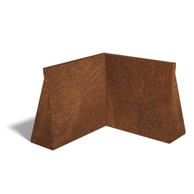 Mur de soutènement d'angle intérieur en acier Corten 50 x 50 cm (hauteur 50 cm)