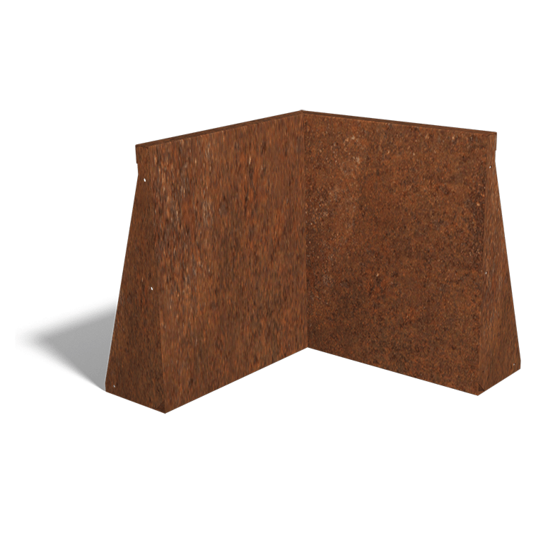 Mur de soutènement d'angle intérieur en acier Corten 50 x 50 cm (hauteur 60 cm)