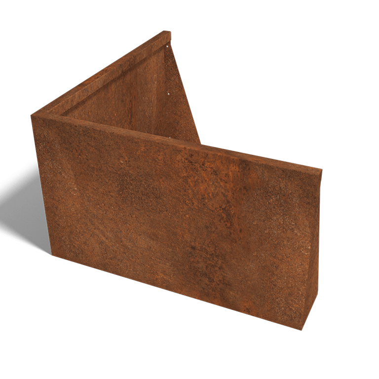Mur de soutènement d'angle extérieur en acier Corten 100 x 100 cm (hauteur 60 cm)