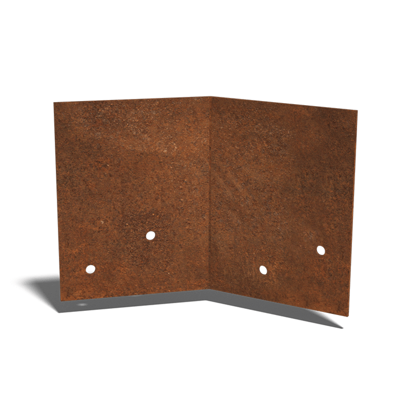 Plaque d'accouplement en acier corten 45º basse 12 - 15 cm