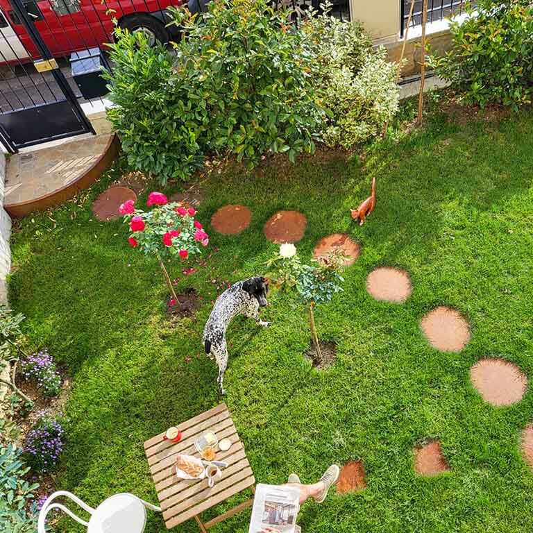 Dalle de cheminement en acier Corten Rond 75