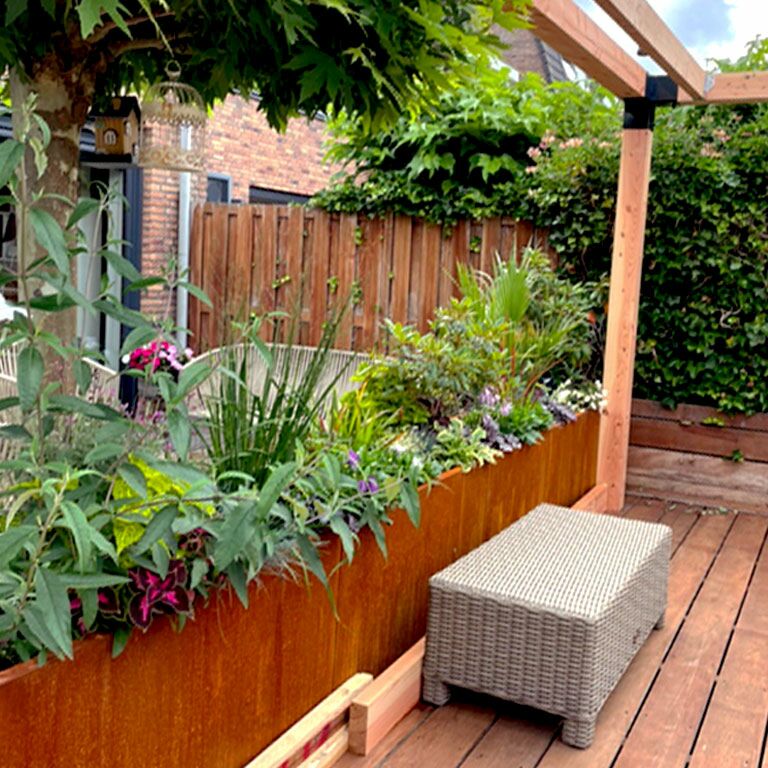 Jardinière en acier corten Texas xxl 480 x 40 cm