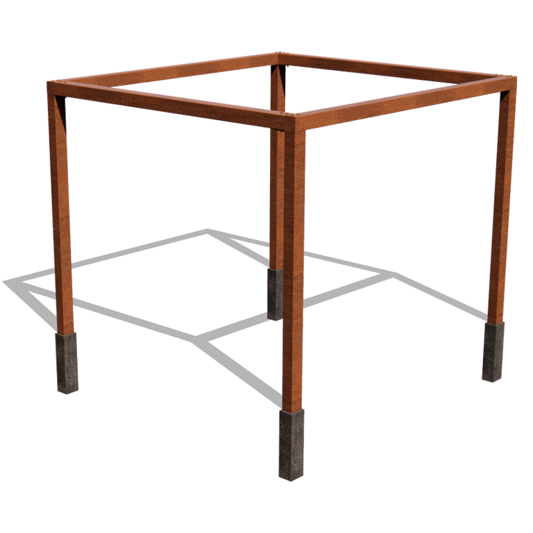 Pergola carré en acier corten 324 x 300 cm