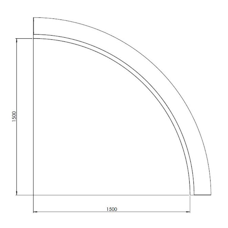 Acier peint par poudrage courbe intérieure 150 x 150 cm (hauteur 60 cm)