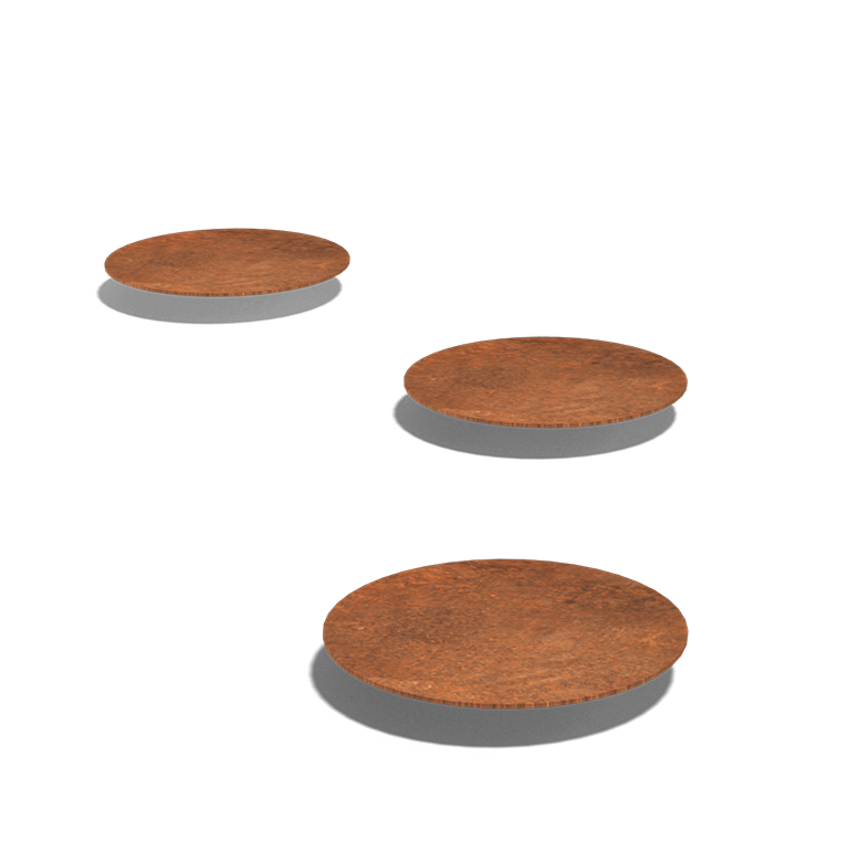 Dalle de cheminement en acier Corten Rond 25