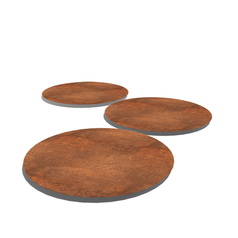Dalle de cheminement en acier Corten Rond 75