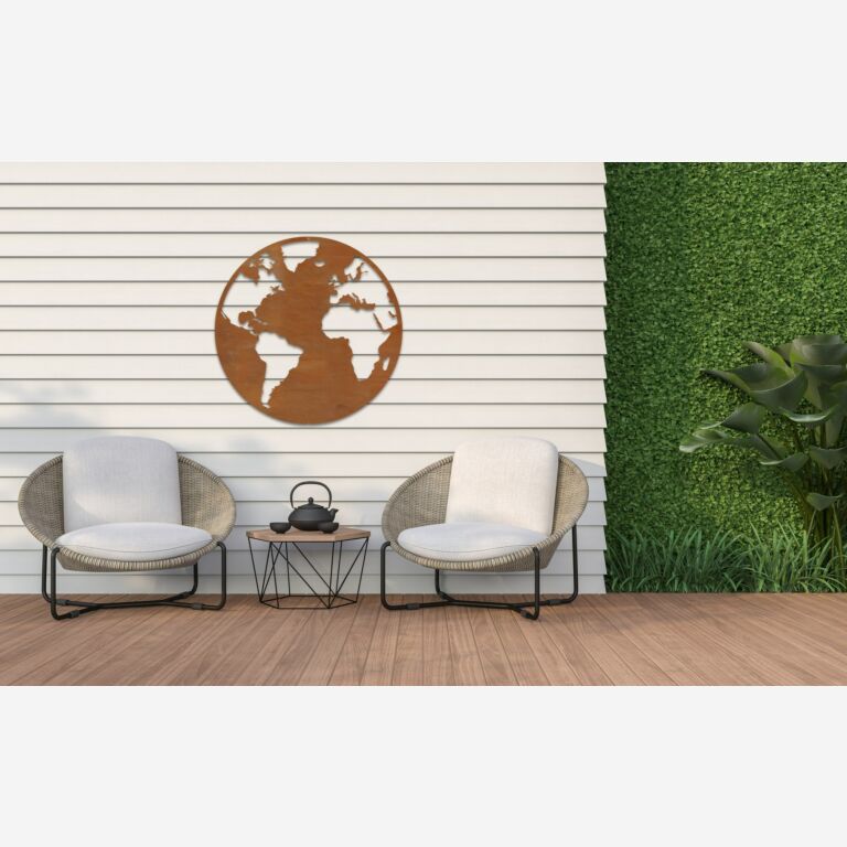 Décorations murales en acier corten Carte du Monde