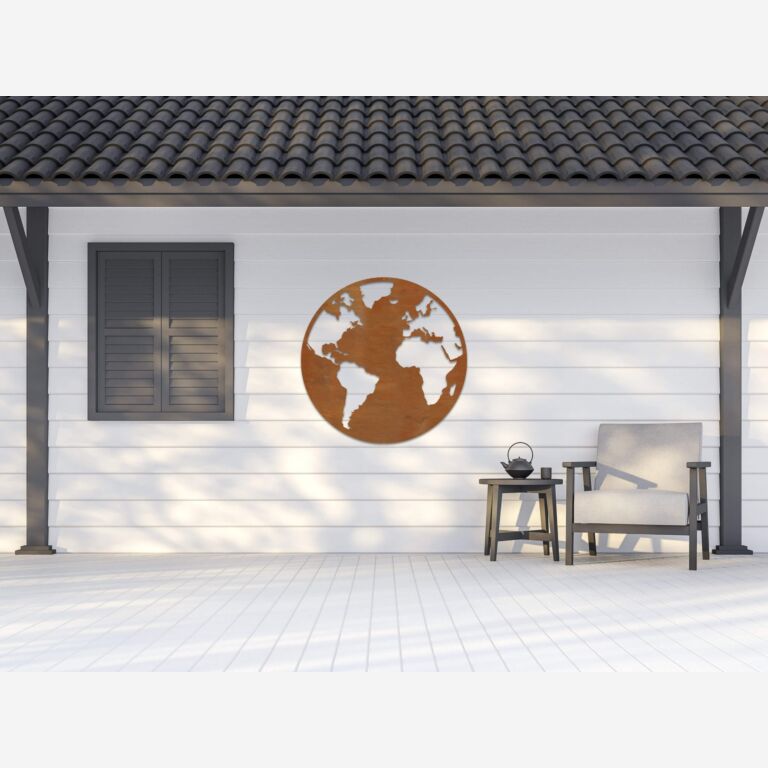 Décorations murales en acier corten Carte du Monde