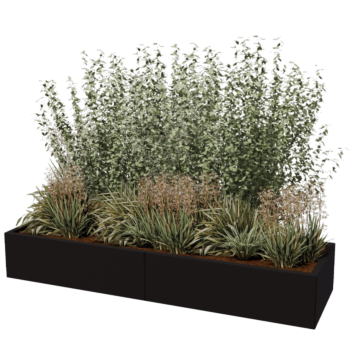 Jardinière XXL en acier - Rectangle - 200 x 60 x 60 cm - RAL9005 mat (noir) - Sanc plaque de fond