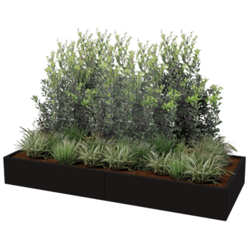 Jardinière XXL en acier - Rectangle - 240 x 100 x 30 cm - Autre couleur RAL - Avec plaque de fond