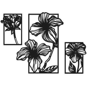 Décoration murale en métal - Fleurs 3 pièces Small - 58,6 x 85,2 cm