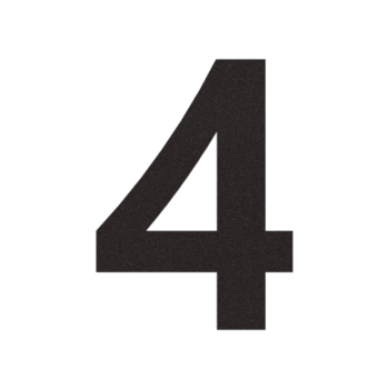 Numéro de maison en inox 4 - 11,7 x 15 cm - RAL9005 fine structure (noir) - Adhésif