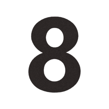 Numéro de maison en inox 8 - 10,3 x 15 cm - RAL9005 fine structure (noir) - Adhésif