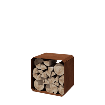 Range-bûches en acier Corten - Colorado 1 pièce - 40 x 40 x 40 cm