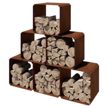 Range-bûches en acier Corten - Colorado 6 pièces - 40 x 40 x 40 cm