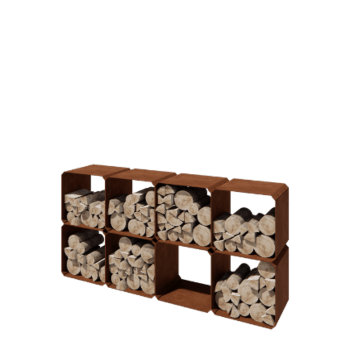 Range-bûches en acier Corten Colorado - 8 pièces