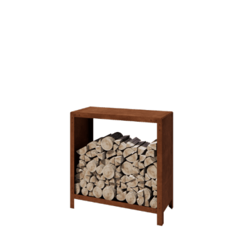 Range-bûches en acier Corten Indiana 100 x 100 x 40 cm