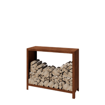 Range-bûches en acier Corten Indiana 100 x 120 x 40 cm