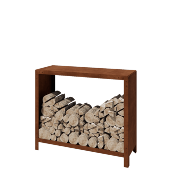 Range-bûches en acier Corten - Indiana - 120 x 40 x 100 cm