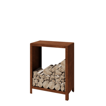 Range-bûches en acier Corten - Indiana - 80 x 40 x 100 cm